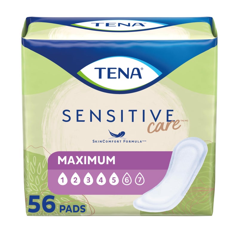 Tena وسادة التحكم في المثانة / السلس البولي من تينا للعناية الحساسة، امتصاص أقصى للنساء، طول عادي، 56 قطعة - Image 1