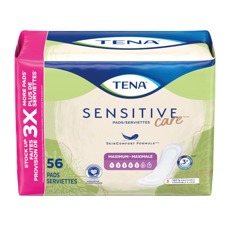 Tena وسادة التحكم في المثانة / السلس البولي من تينا للعناية الحساسة، امتصاص أقصى للنساء، طول عادي، 56 قطعة - Image 2