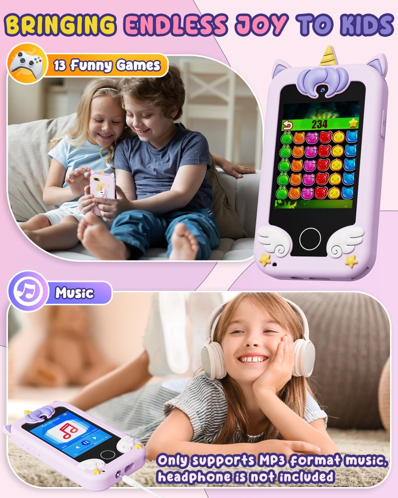 Ucidci Kids Smart Phone Toys For Girls Ages 3-7 With Dual Camera - Toddler Phone Toys With Learning Games  Travel Toys With Mp3 Music Player For Christmas  Birthday Gifts For 3 4 5 6 7 Year Old Boys - Image 3