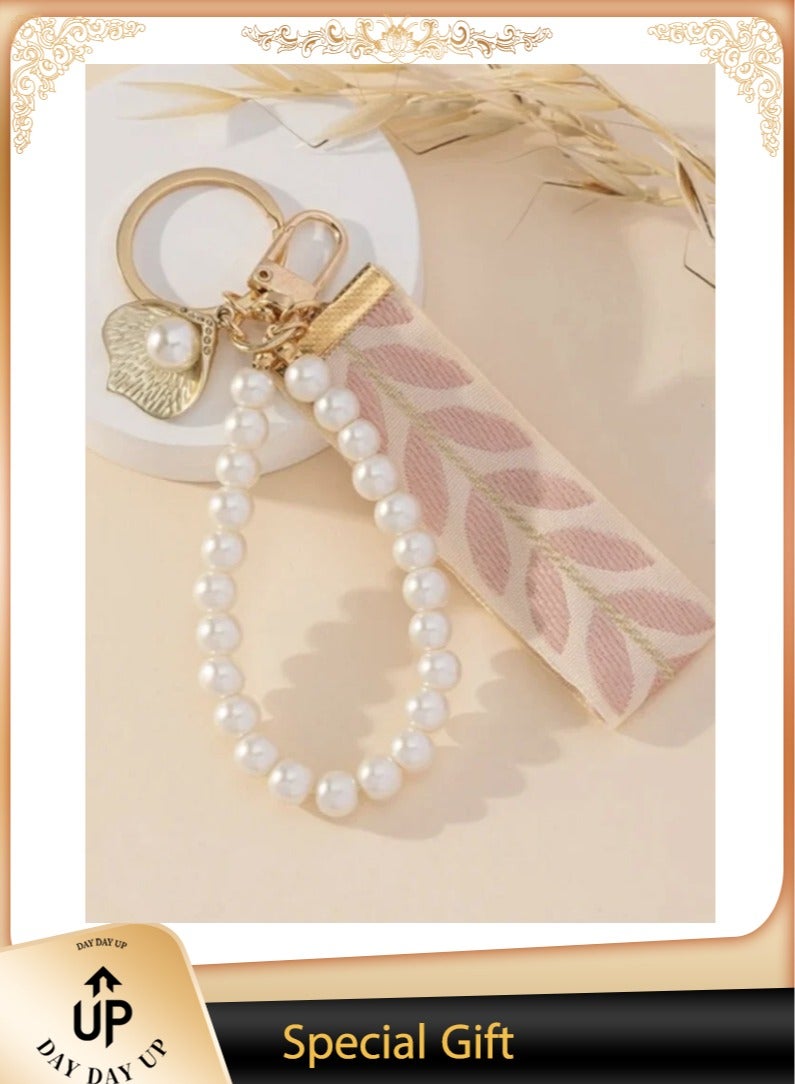 Beautiful Women Keychain with Soft Design Decorated with Pearls Elegant Accessory and Special Gift - Image 1