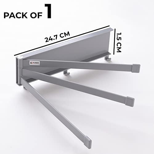 Kuber Industries Towel Holder Set | 3 180 Degree Rotation Bars | Self-Adhesive DIY Installation | A3027 |Grey - Image 3