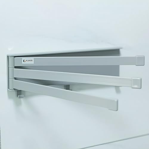 Kuber Industries Towel Holder Set | 3 180 Degree Rotation Bars | Self-Adhesive DIY Installation | A3027 |Grey - Image 1