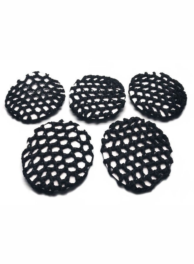 GARASANI 5 Pack Women Ballet Dance Skating Snoods Hair Net Bun Cover Black (Bold mesh) - Image 3