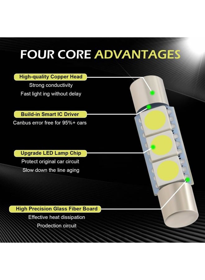 AWGUKA 10 PCS Car 28mm LED Reading Light, 5050-3SMD 12V Flat Head Dual Tip 180 Degree Lighting Roof Light Sunshade Vanity Light, Plug Play Accessories, Suitable for Most Cars (White) - Image 3