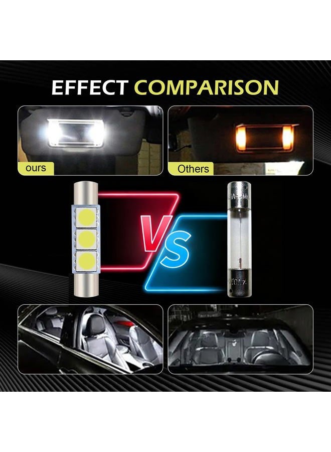 AWGUKA 10 PCS Car 28mm LED Reading Light, 5050-3SMD 12V Flat Head Dual Tip 180 Degree Lighting Roof Light Sunshade Vanity Light, Plug Play Accessories, Suitable for Most Cars (White) - Image 4