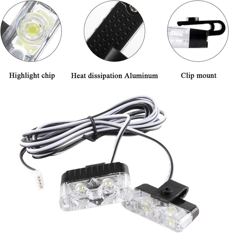 أضواء وميض شبكية 16LED بيضاء للوحة القيادة وحاجب الشمس، أضواء فلاش شرطة للسيارة والشاحنة وسيارة الإسعاف، تحذير طارئ مع جهاز تحكم عن بعد لاسلكي 12V - Image 4