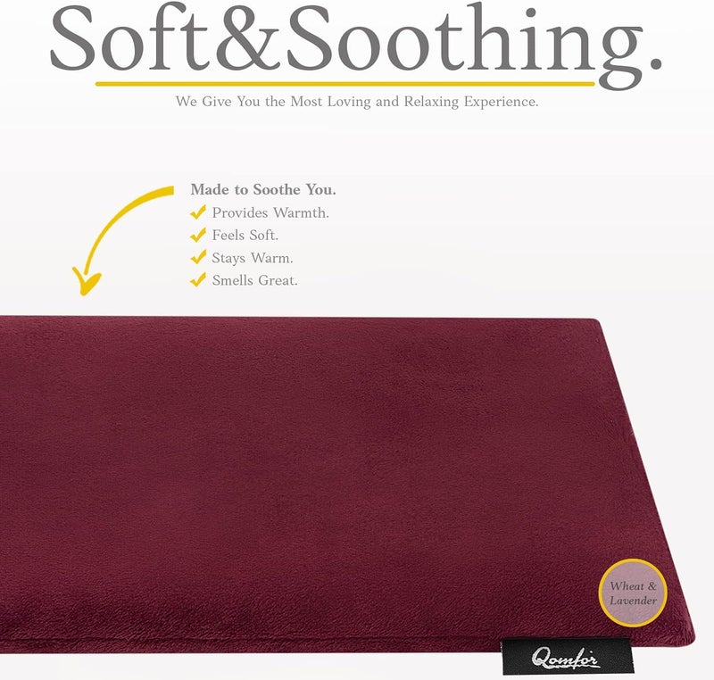 Qomfor Pack of Soft Fleece Reusable Microwave Wheat and Lavender Filled Heat Bag for Neck Shoulders and Back Pain (Large, Burgundy) - Image 2