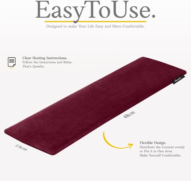 Qomfor Pack of Soft Fleece Reusable Microwave Wheat and Lavender Filled Heat Bag for Neck Shoulders and Back Pain (Large, Burgundy) - Image 3