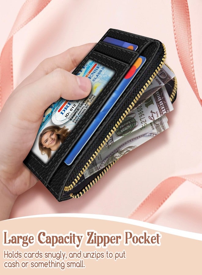 GIANCOMICS Slim Wallet Credit Card Holder Women, Funny Skeleton Skull Rfid Blocking Small Card Case, Keychain Thin Pocket Curved Zipper Wallet, Travel Card Holder PU Leather, Ladies Female Gifts - Image 3