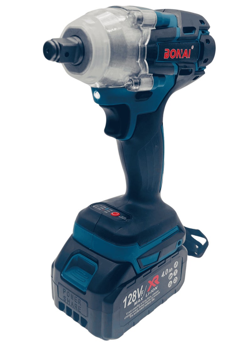 BONAI 128Vf Cordless Electric Impact Wrench with 300 N m Motor 1/2 Square Rechargeable Wrench LED Light - Image 1