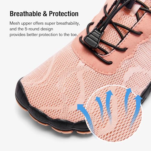 HIITAVE Water Shoes for Women Barefoot Quick Dry for Beach River Swim Pool Yoga Walking Surfing Kayaking Light Pink 7 M US Women - Image 3