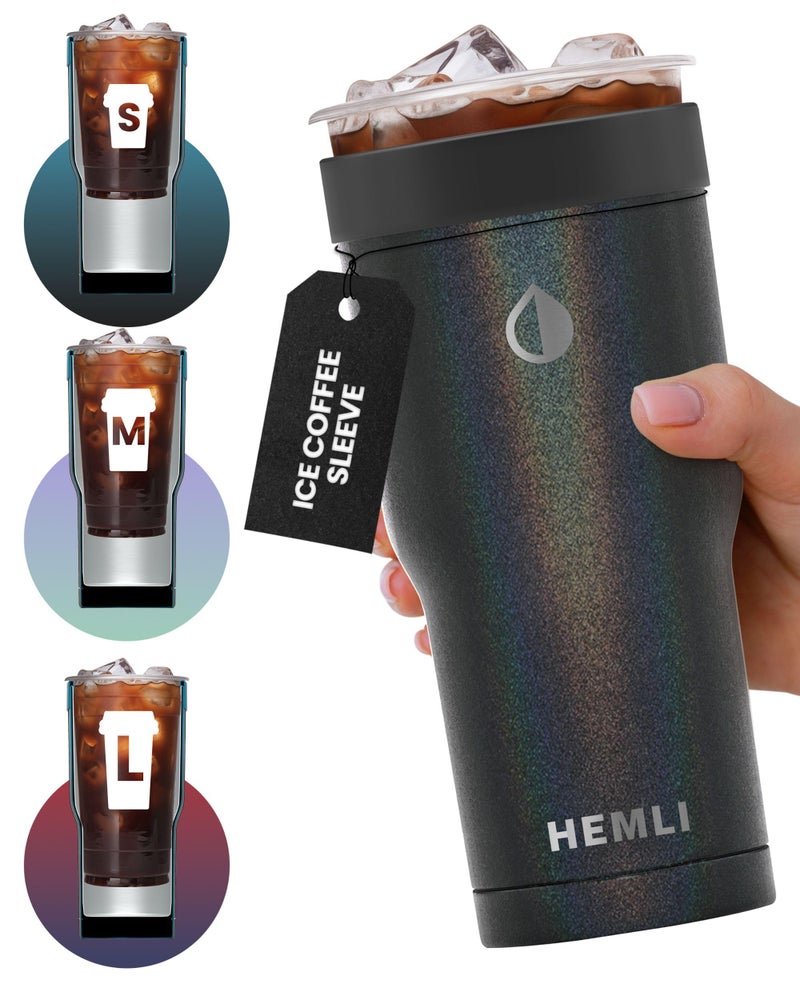 HEMLI Universal Ice Coffee Sleeve Insulator - Insulated Iced Coffee Holder To Go, Insulated Cup Holder for Starbucks Dunkin Donuts McDonalds, Reusable Coffee Sleeve - Image 1