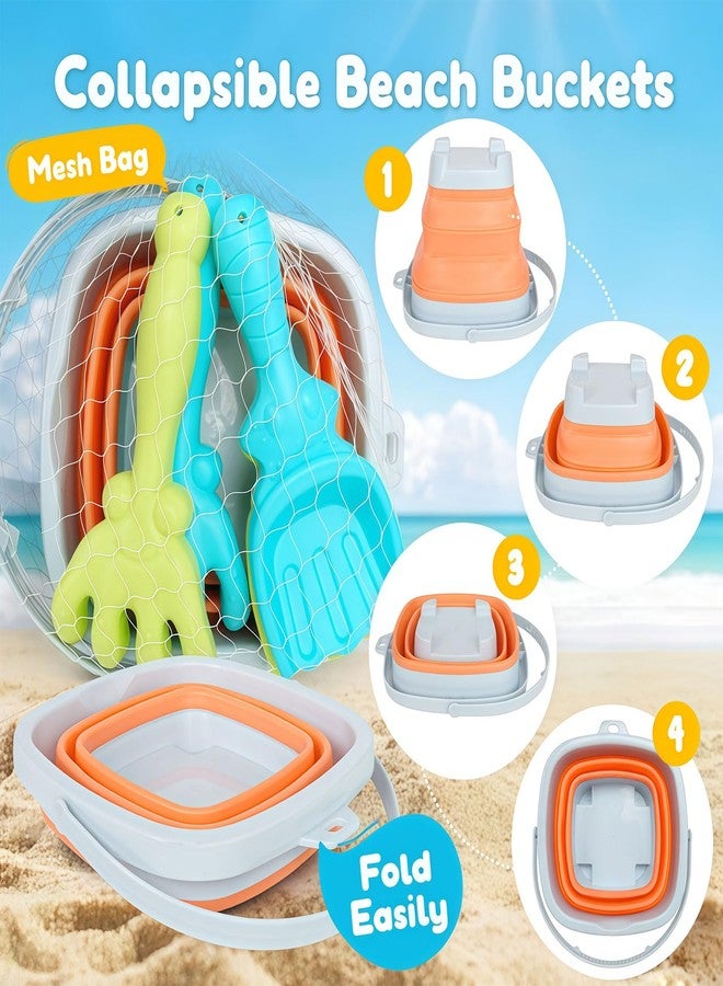 USATDD Beach Toys for Kids with Collapsible Bucket, Sand Rake and Shovel, Collapsible Beach Bucket Travel Sand Toys for Toddlers Kids - Image 2