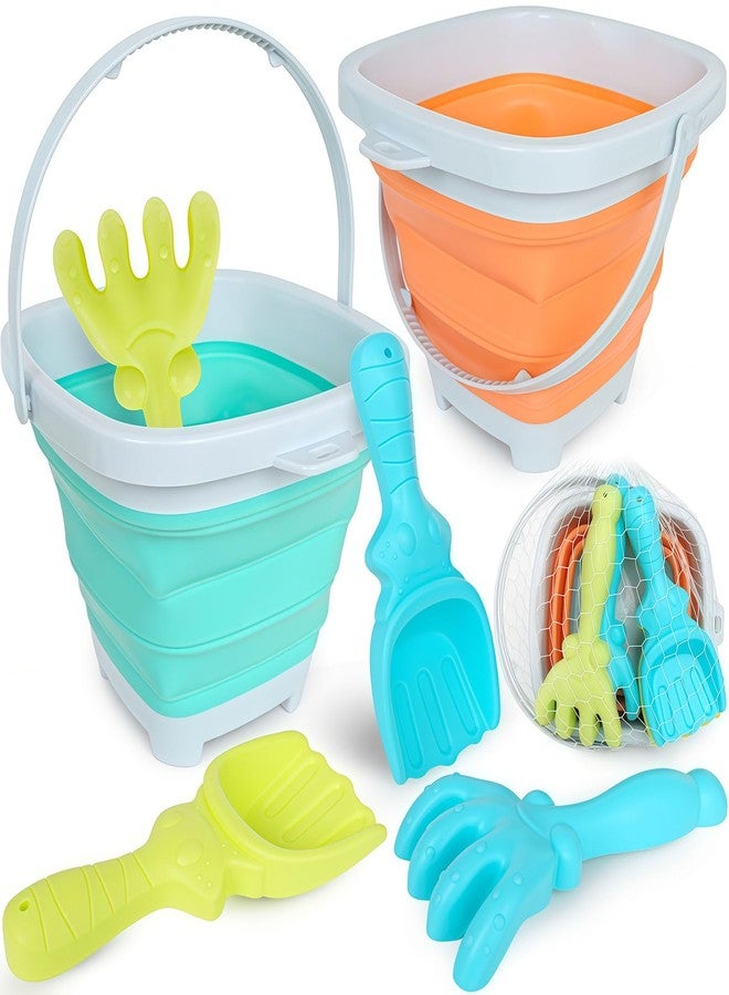 USATDD Beach Toys for Kids with Collapsible Bucket, Sand Rake and Shovel, Collapsible Beach Bucket Travel Sand Toys for Toddlers Kids - Image 1