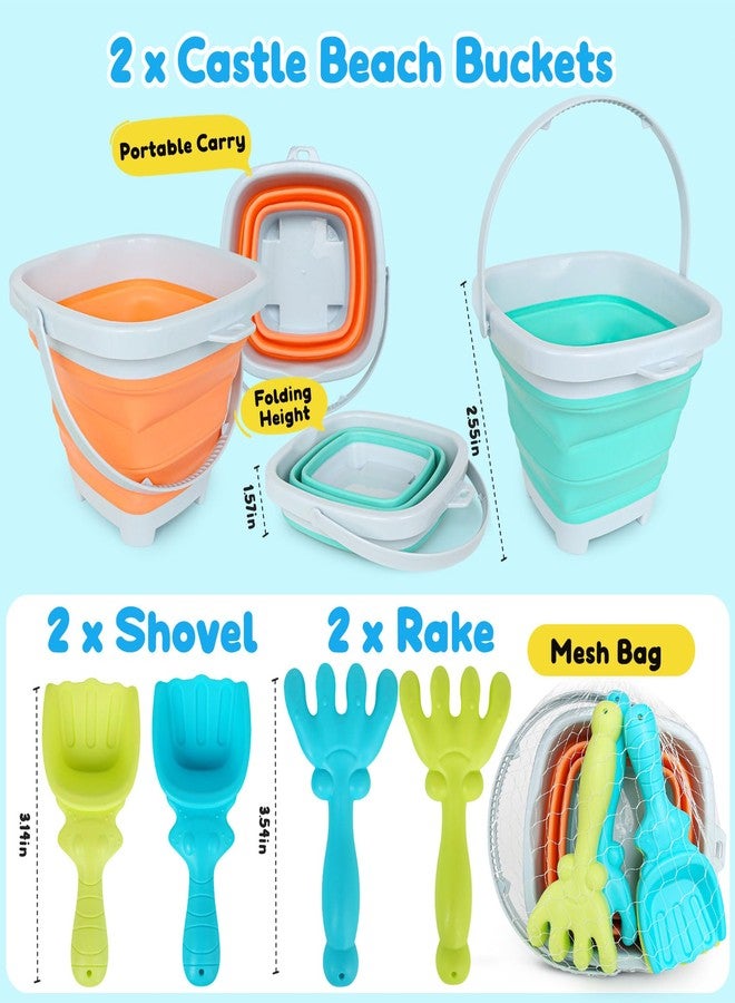 USATDD Beach Toys for Kids with Collapsible Bucket, Sand Rake and Shovel, Collapsible Beach Bucket Travel Sand Toys for Toddlers Kids - Image 3
