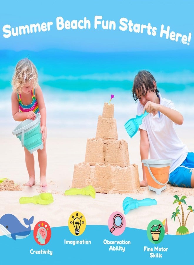 USATDD Beach Toys for Kids with Collapsible Bucket, Sand Rake and Shovel, Collapsible Beach Bucket Travel Sand Toys for Toddlers Kids - Image 5