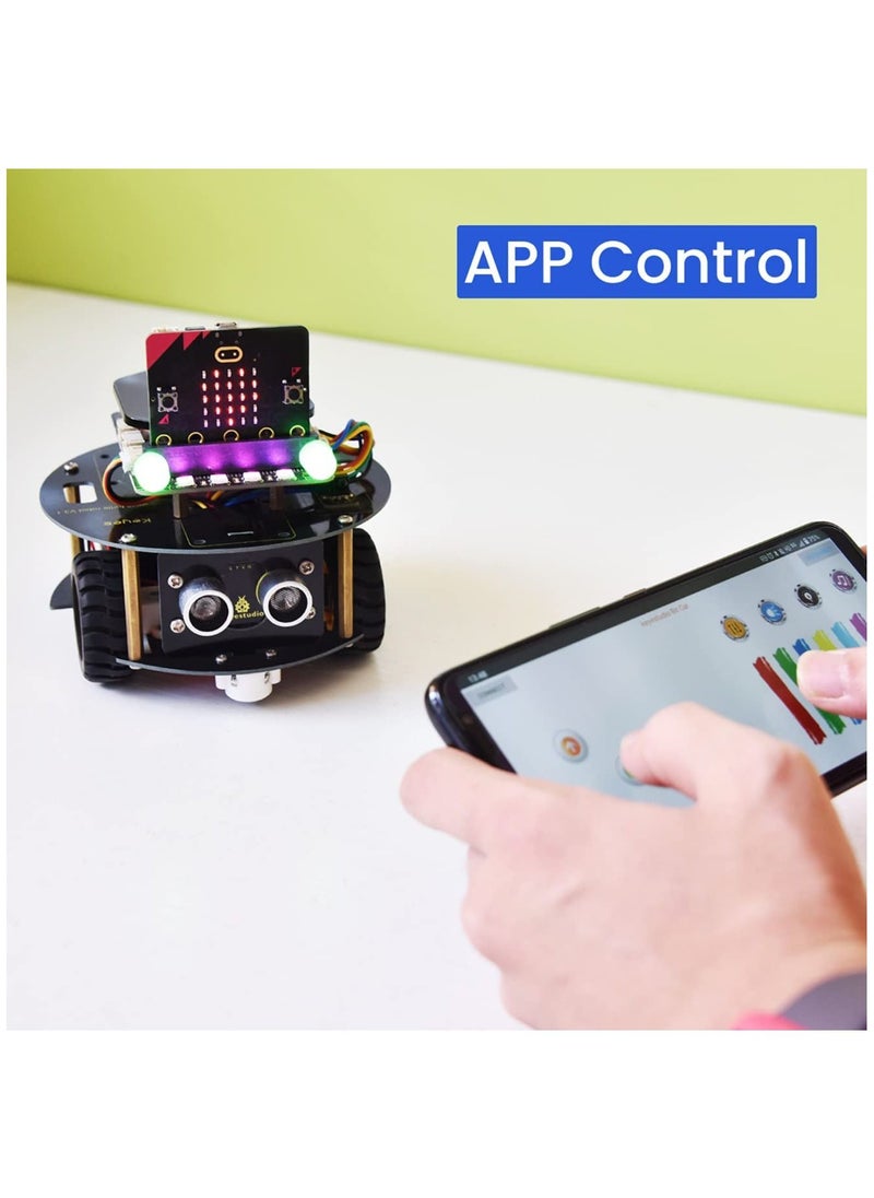 Keyestudio - Microbit Robot Starter Kit for BBC Micro bit V2 V1.5 (Without Micro:bit Board), Smart Robot Car Kit for Teens, STEM Education Programming Kit - Image 1