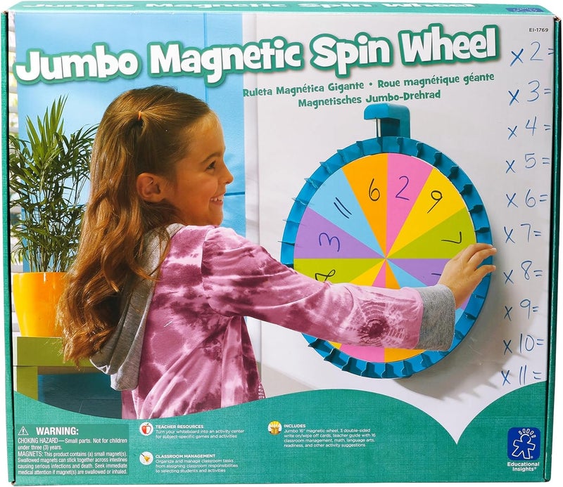 Educational Insights Jumbo Magnetic Spin Wheel - Interactive Classroom Spinner with Activity Cards - Image 1