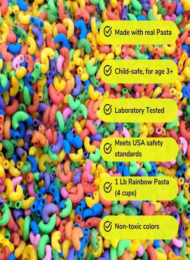 Lattooland 4 Cups of Elbow Rainbow Pasta Sensory Bin Filler for Kids (1 Lb) | Non-Toxic Colored Pasta for Toddlers | Child-Safe Multicolor Pasta for Sensory Play | Montessori Sensory Table Activity - Image 3