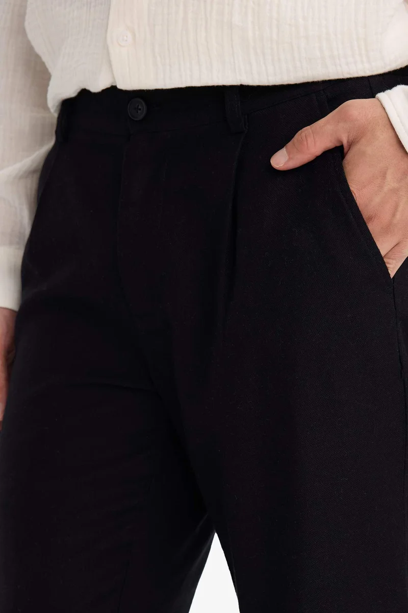 Defacto  Regular Fit Regular Hem Cotton Trousers for Men | Best Price UAE