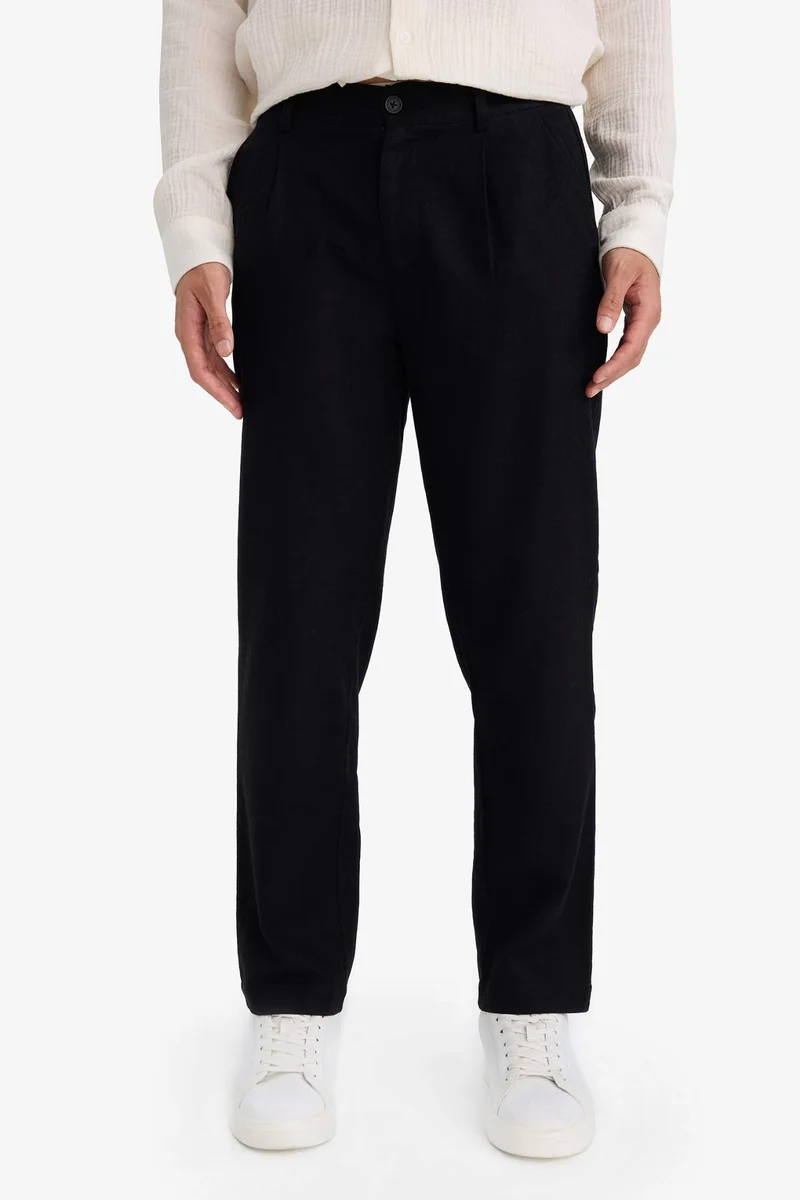 Defacto  Regular Fit Regular Hem Cotton Trousers for Men | Best Price UAE