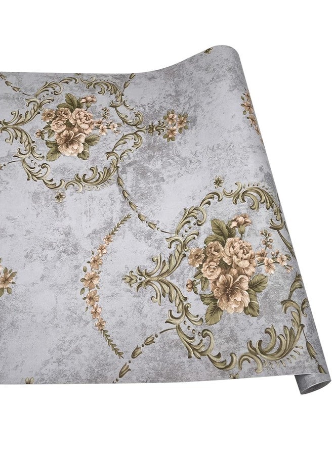 Yifasy 2 Pack Shelf Liners Grey Royal Floral Drawer Cabinets Furniture Decor Papers Wallpapers PVC Self Adhesive 17.7 Inch Wide - Image 1
