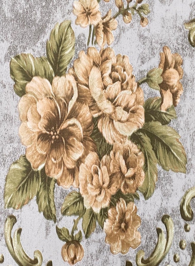 Yifasy 2 Pack Shelf Liners Grey Royal Floral Drawer Cabinets Furniture Decor Papers Wallpapers PVC Self Adhesive 17.7 Inch Wide - Image 3
