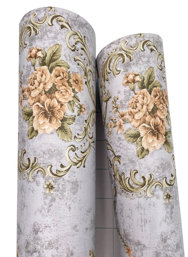 Yifasy 2 Pack Shelf Liners Grey Royal Floral Drawer Cabinets Furniture Decor Papers Wallpapers PVC Self Adhesive 17.7 Inch Wide - Image 2