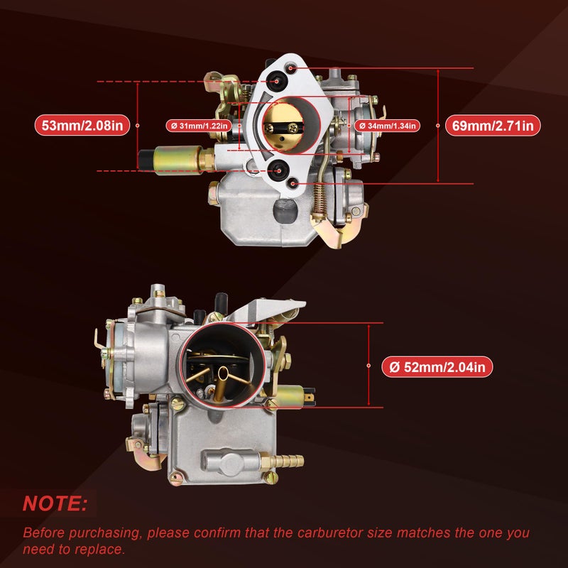 THUNDERMINGO 30/31 PICT-3 Carburetor for VW Beetle 113129029A Air Cooled Type 1 2 3 4 Bug Bus Gghia 1975-1982 Engine with Single Port 1500CC Manifold Automatic Choke Carb 027H117510E - Image 5