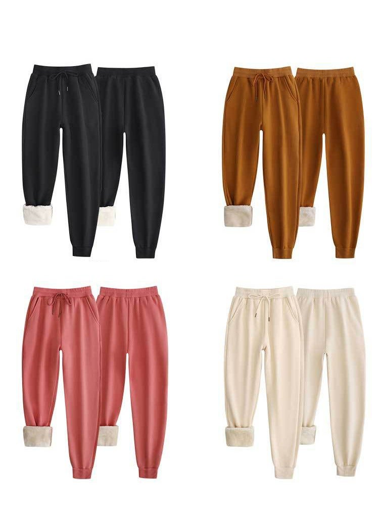 NIBEMINENT Solid Fleece Two-piece Set, Casual Long Sleeve Sweatshirt & Drawstring Jogger Pants Outfits, Women's Clothing  - Image 5