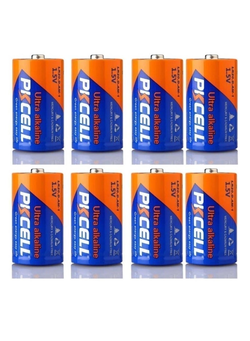 بي كي سيل Ultra Alkaline D Batteries 1.5V, Pack of 8, Long Lasting Heavy Duty Power, Leak Resistant, Mercury & Cadmium Free, Ideal for Flashlights, Radios, Toys, Clocks & Household Devices - Image 1