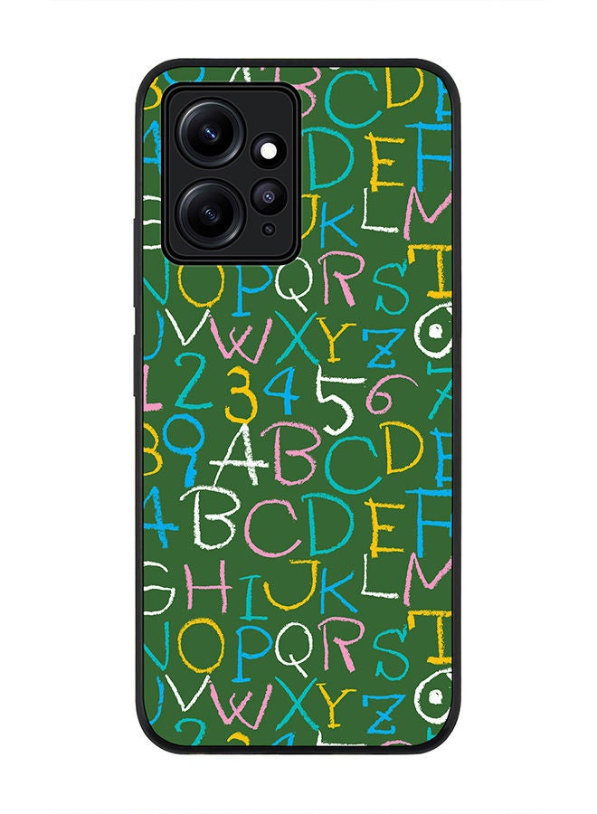 Stylizedd Rugged Black edge case for Redmi Note 12 4G Slim fit Soft Case Flexible Rubber Edges Anti Drop TPU Gel Thin Cover - Green Board Alphabets - Image 1