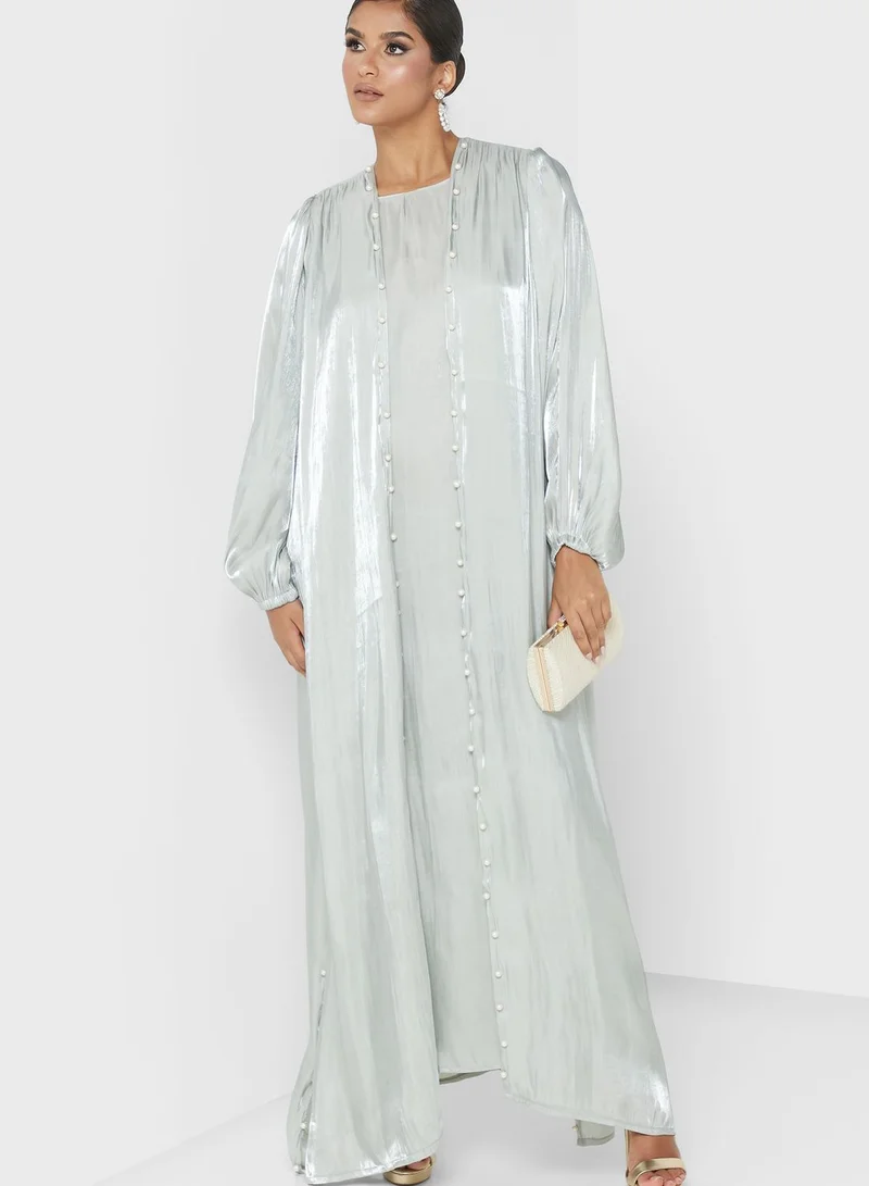 hayas closet Embellished Puff Sleeve Abaya