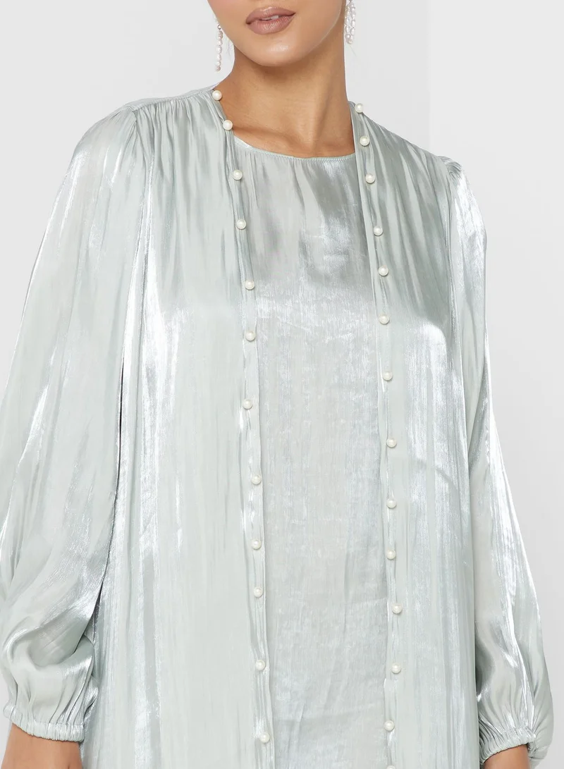 hayas closet Embellished Puff Sleeve Abaya