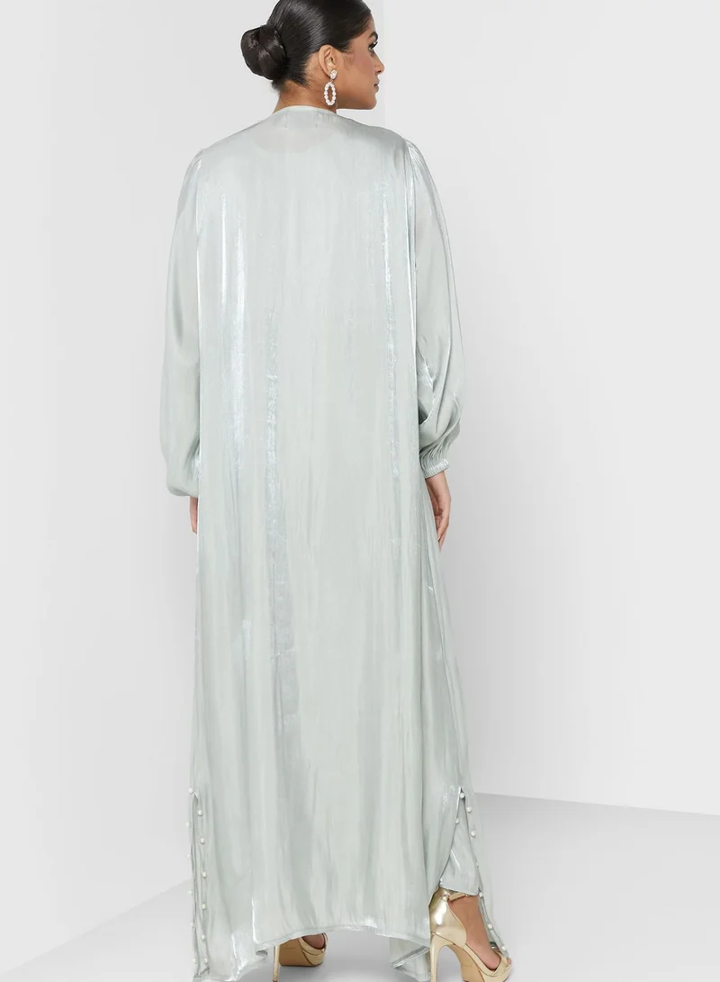 hayas closet Embellished Puff Sleeve Abaya