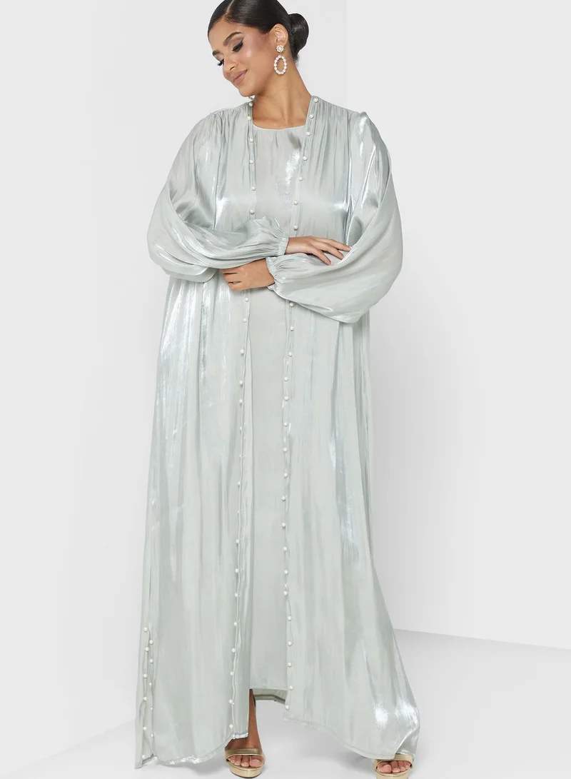 hayas closet Embellished Puff Sleeve Abaya