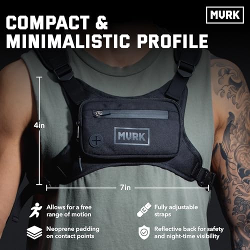 MVRK Water Resistant Chest Pack - Minimalist Running Pack for Workouts, Running Phone Holder with Extra Storage, Lightweight Running Vest, Running Backpack with Reflective Print (Olive) - Image 3
