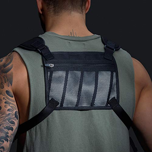 MVRK Water Resistant Chest Pack - Minimalist Running Pack for Workouts, Running Phone Holder with Extra Storage, Lightweight Running Vest, Running Backpack with Reflective Print (Olive) - Image 5