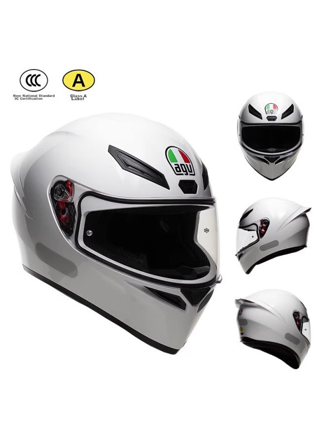Agv K1s Motorcycle Helmet, 3c Certified, Wide Field Of View, Safe Riding For Men And Women, All Seasons, Universal Fit, White, Size L - Image 1