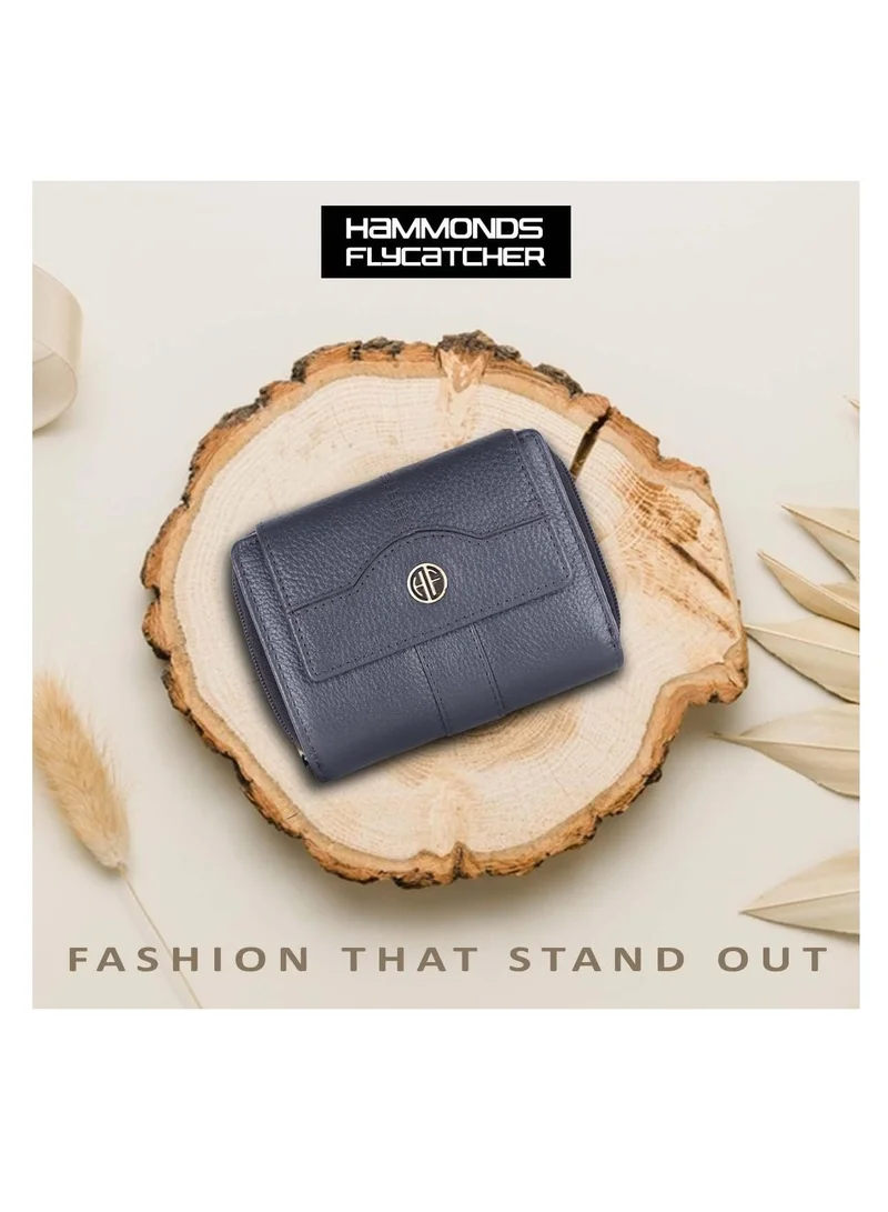 HAMMONDS FLYCATCHER Wallet for Women - Leather Ladies Wallet - Grey - 14 Card Slots - RFID Protection - 3 ID Card Slots - Women's Wallet - Button Closure -Hand Wallet - Daily Use, Money Purse | TB2M