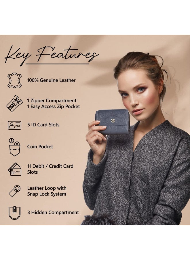 HAMMONDS FLYCATCHER Wallet for Women - Leather Ladies Wallet -MU 14 Card Slots - RFID Protection - 3 ID Card Slots - Women's Wallet - Button Closure -Hand Wallet - Daily Use, Money Purse | TB2M - Image 2