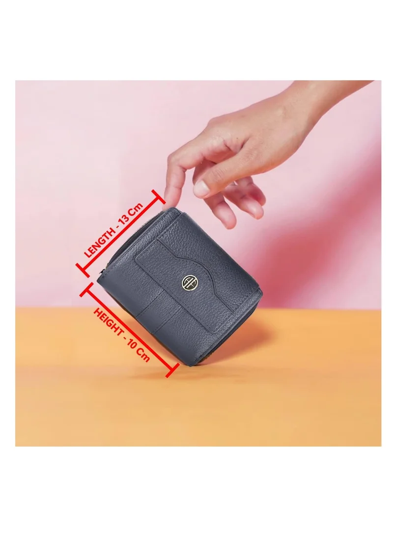 HAMMONDS FLYCATCHER Wallet for Women - Leather Ladies Wallet - Grey - 14 Card Slots - RFID Protection - 3 ID Card Slots - Women's Wallet - Button Closure -Hand Wallet - Daily Use, Money Purse | TB2M