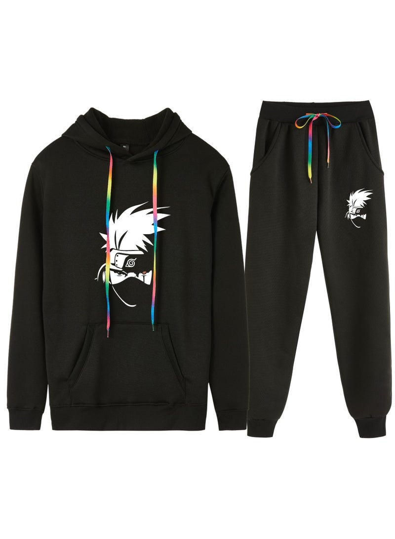 KUYING Naruto Anime Printed Fashion Men's and Women's Hooded Hooded Hoodie Set  - Image 1