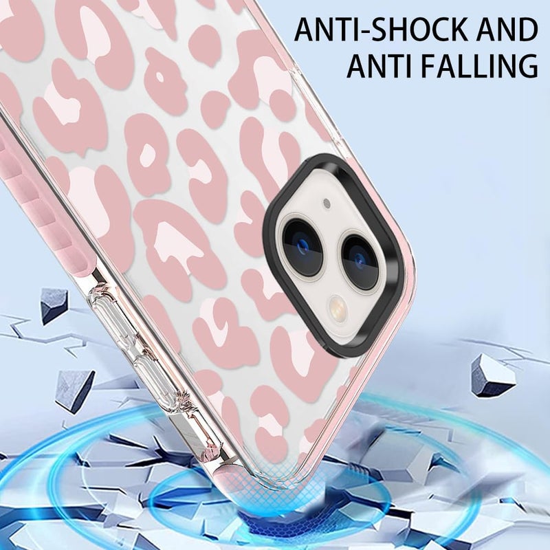 ZIYE Clear Case for iPhone 15 Plus Cover Pink Leopard Design Shockproof Soft TPU Bumper Protective Phone Case for Women Girls Girly Cute Phone - Image 3