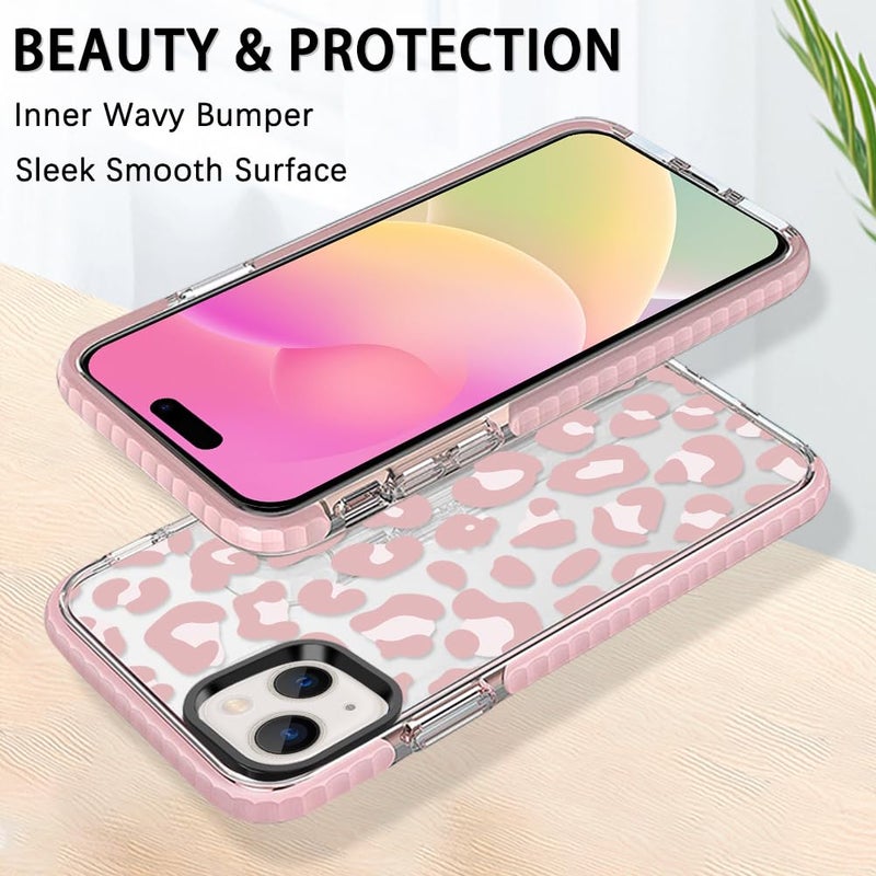 ZIYE Clear Case for iPhone 15 Plus Cover Pink Leopard Design Shockproof Soft TPU Bumper Protective Phone Case for Women Girls Girly Cute Phone - Image 4