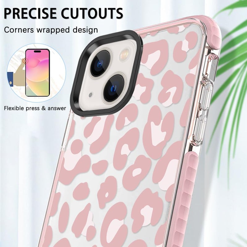 ZIYE Clear Case for iPhone 15 Plus Cover Pink Leopard Design Shockproof Soft TPU Bumper Protective Phone Case for Women Girls Girly Cute Phone - Image 5