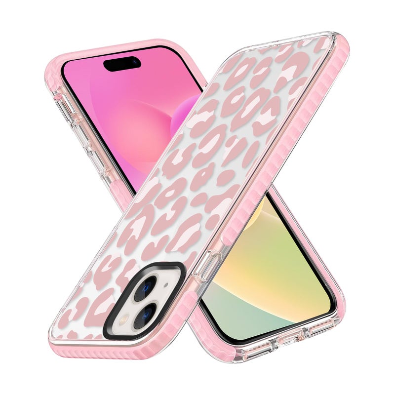 ZIYE Clear Case for iPhone 15 Plus Cover Pink Leopard Design Shockproof Soft TPU Bumper Protective Phone Case for Women Girls Girly Cute Phone - Image 1