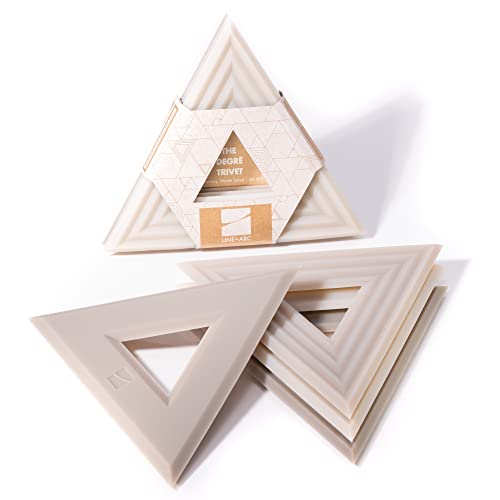 LINE+ARC Extra Thick Silicone Trivets (Featured in ELLE Decor & BuzzFeed) Waterproof Dishwasher-Safe Stain Resistant (Set of 3 Sandstone Degrē Trivets) Outdoor Rubber Beige Mid-Century Modern - Image 1