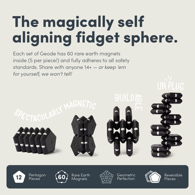 Speks Geode Pentagons Magnetic Fidget Toy for Adults & Teens 14+ | Sensory Gadget for Stress Relief, Office Desk Toy Present, Christmas Gift, Holiday Stocking Stuffer | Snake Eyes, 12-Piece Set - Image 3
