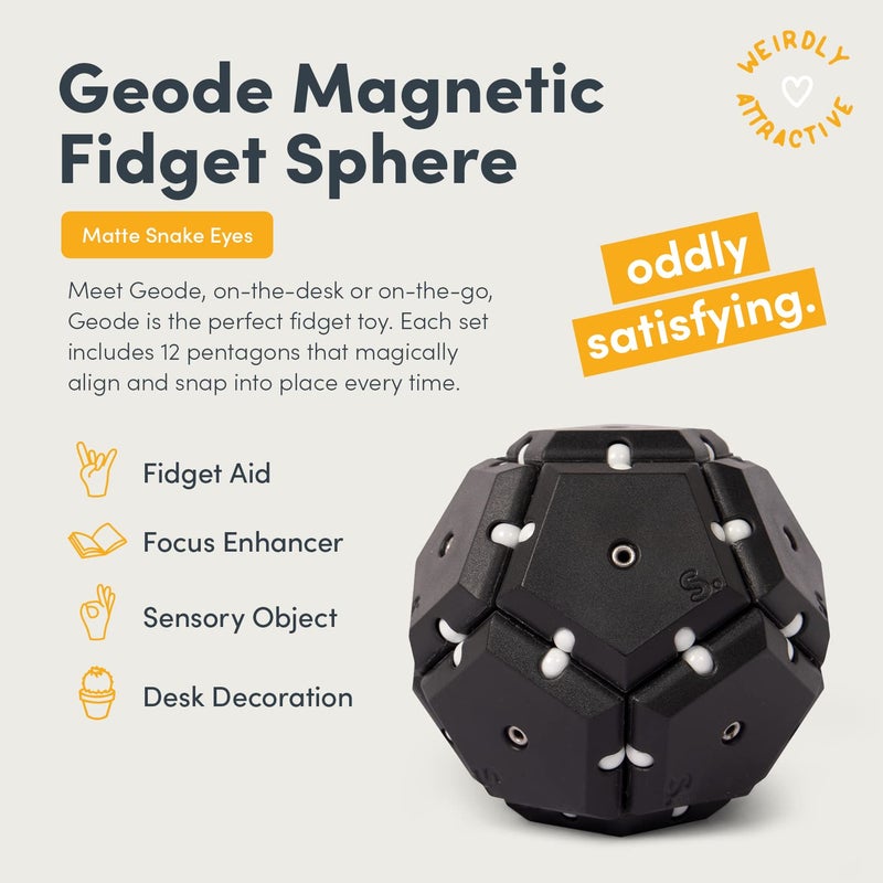 Speks Geode Pentagons Magnetic Fidget Toy for Adults & Teens 14+ | Sensory Gadget for Stress Relief, Office Desk Toy Present, Christmas Gift, Holiday Stocking Stuffer | Snake Eyes, 12-Piece Set - Image 2